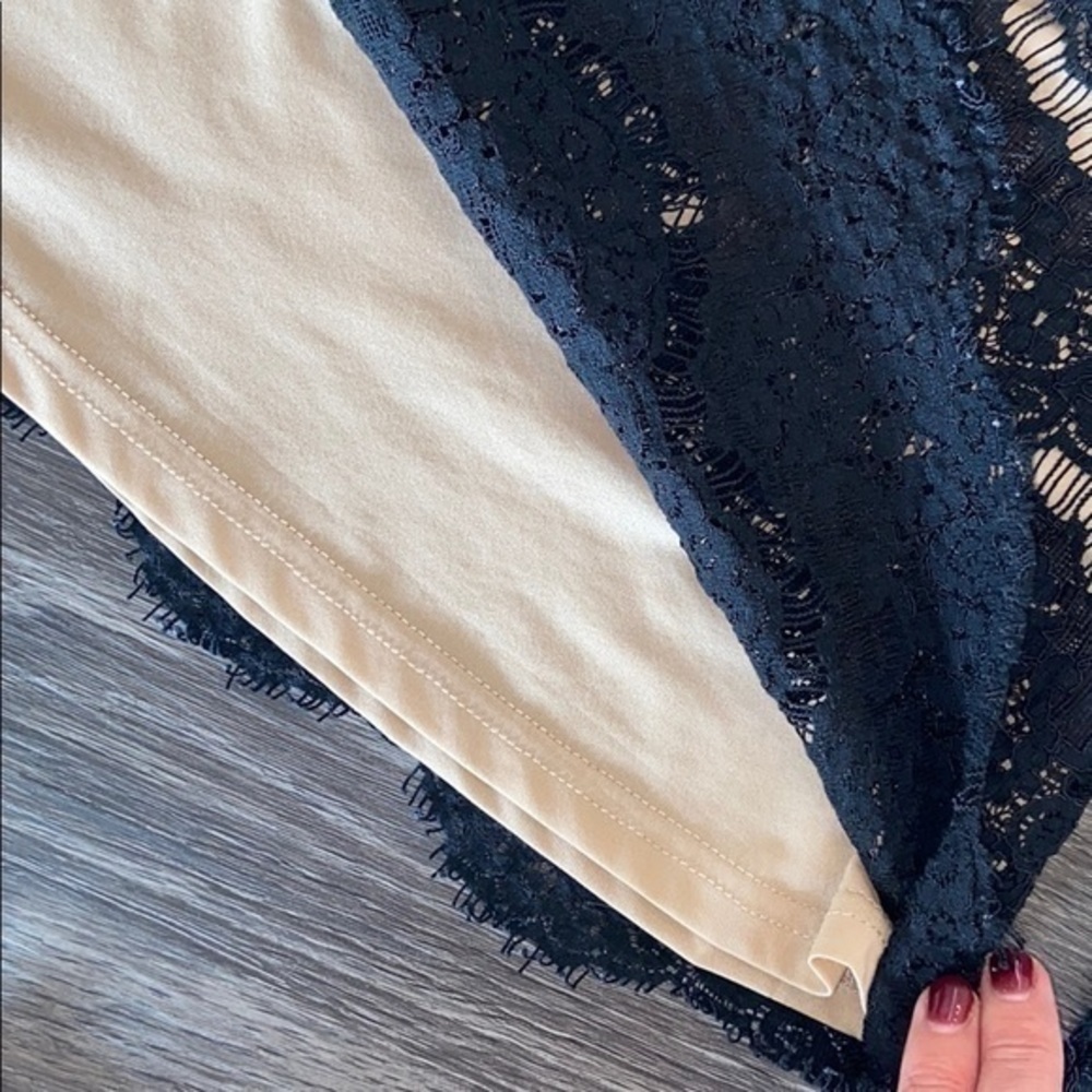 Black & Nude Lace, Bell Sleeve Top​ - Picture 6 of 7